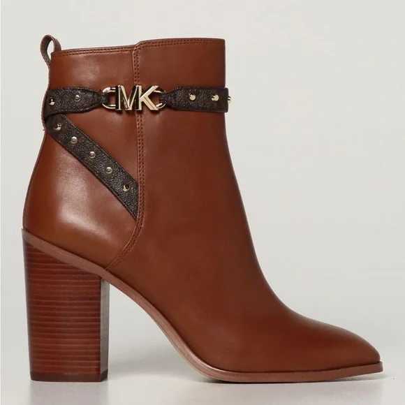 Michael Michael Kors Farrah Leather Ankle Boots in Luggage Size 8.5 - Picture 1 of 9